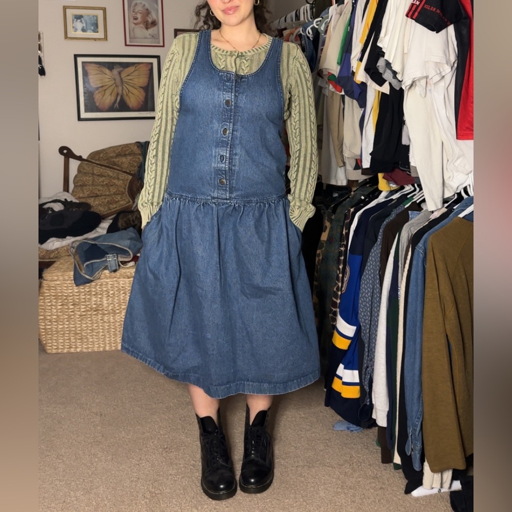 Vintage Mizz Lizz denim drop waist midi dress